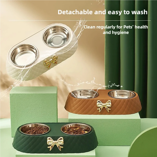 Dog Cat Double Bowls